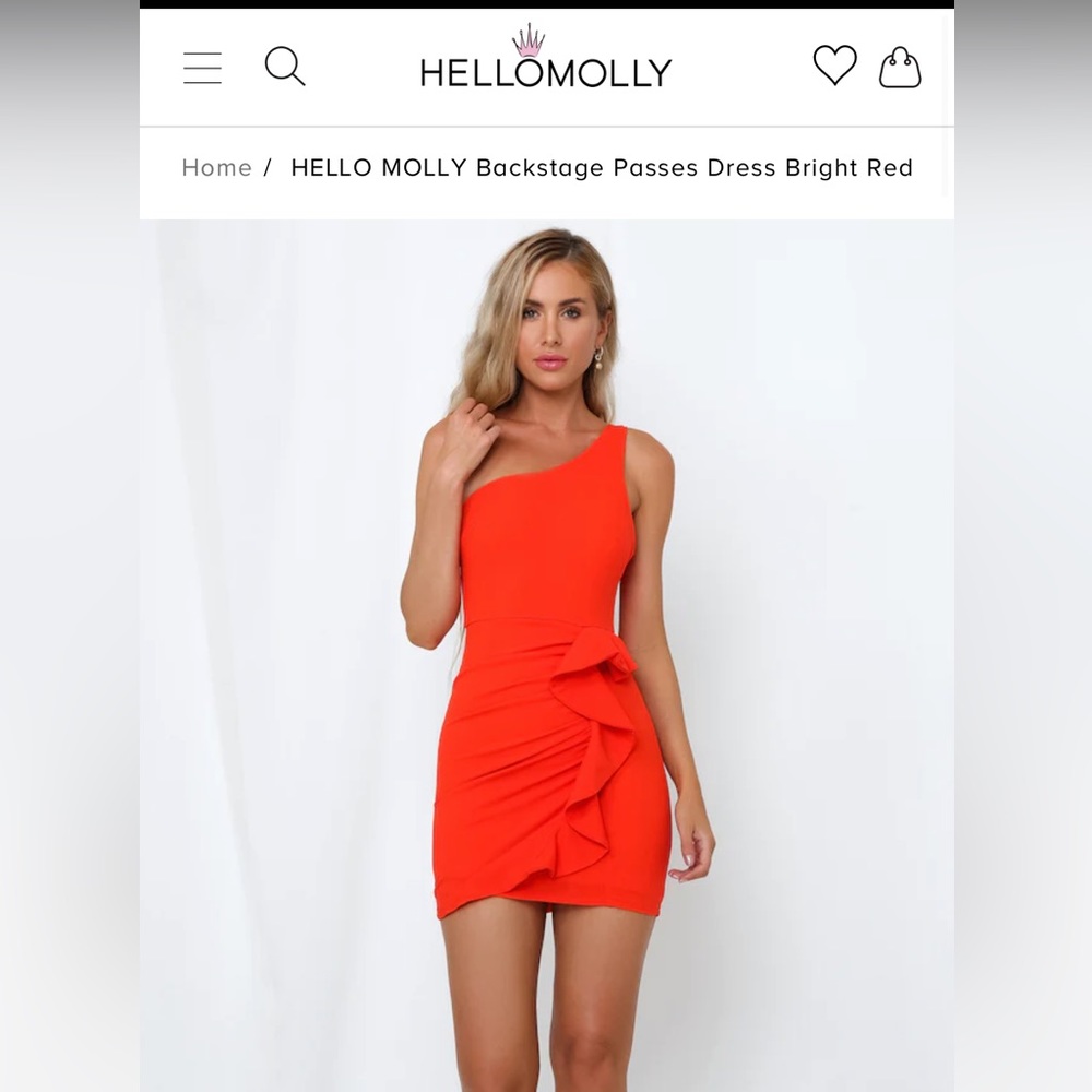 “Backstage Passes Dress Bright Red” From Hello Molly. NEW WITH TAGS! Was $68